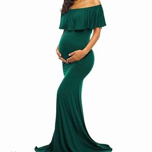 Off Shoulder Fit Maxi Maternity Dress